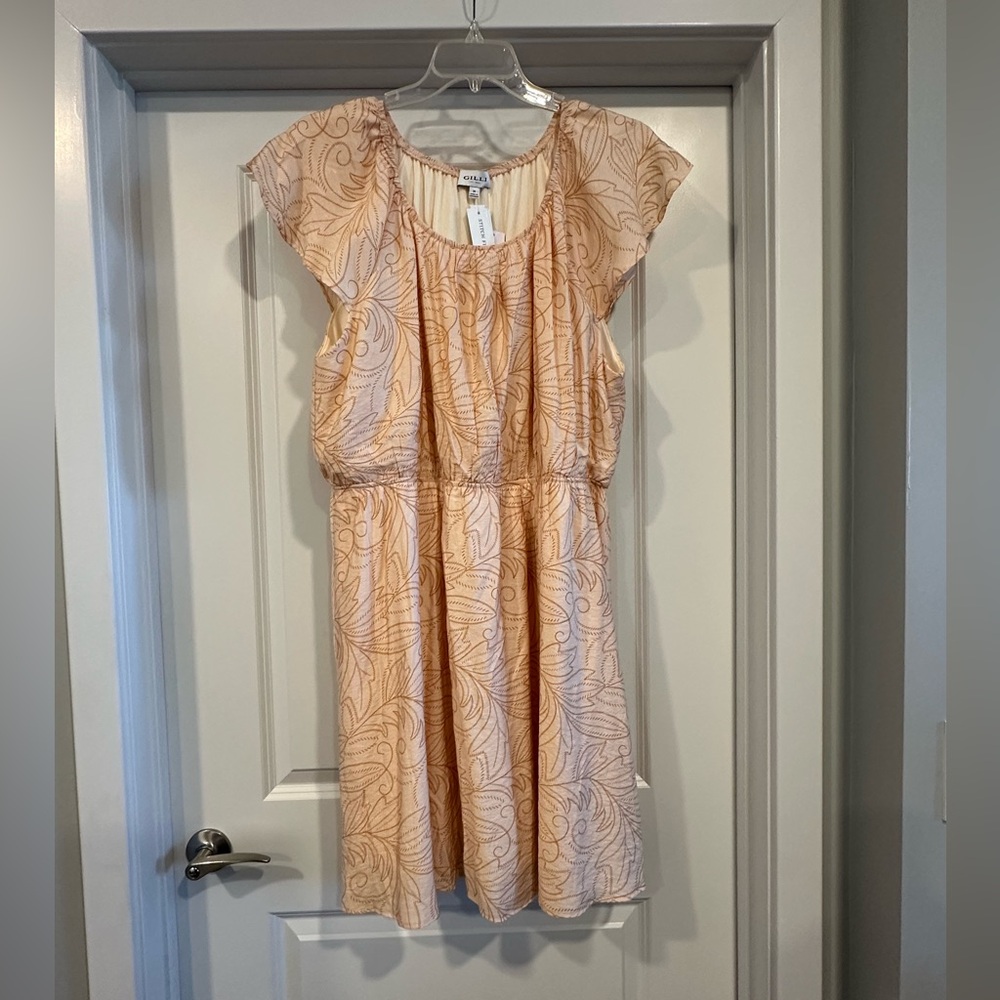 Gilli Peach Botanical Print Flutter Sleeve Dress NWT Size 3X